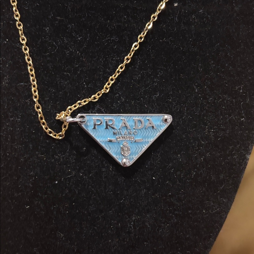 Prada Silver with Blue Triangle Pendant - Picture 4 of 5